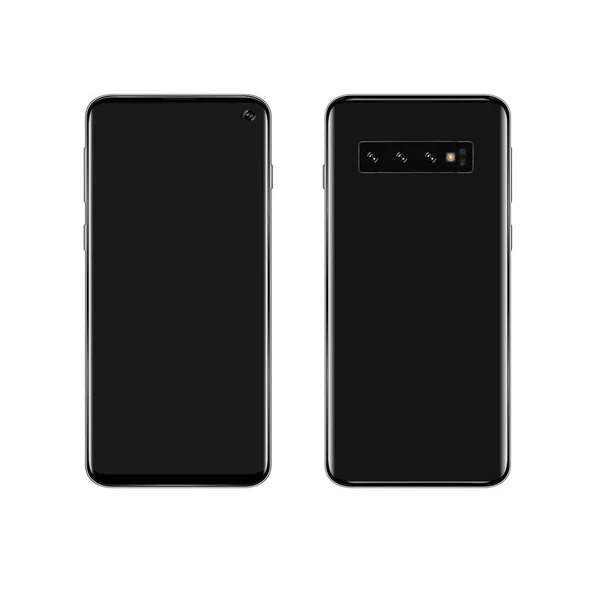 Teléfono teléfono inteligente negro sobre un fondo blanco — Vector de stock