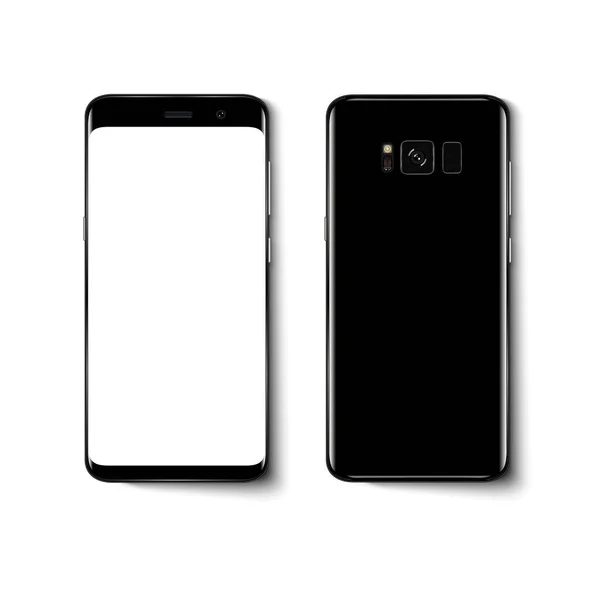 Telepon hitam smartphone pada latar belakang putih - Stok Vektor