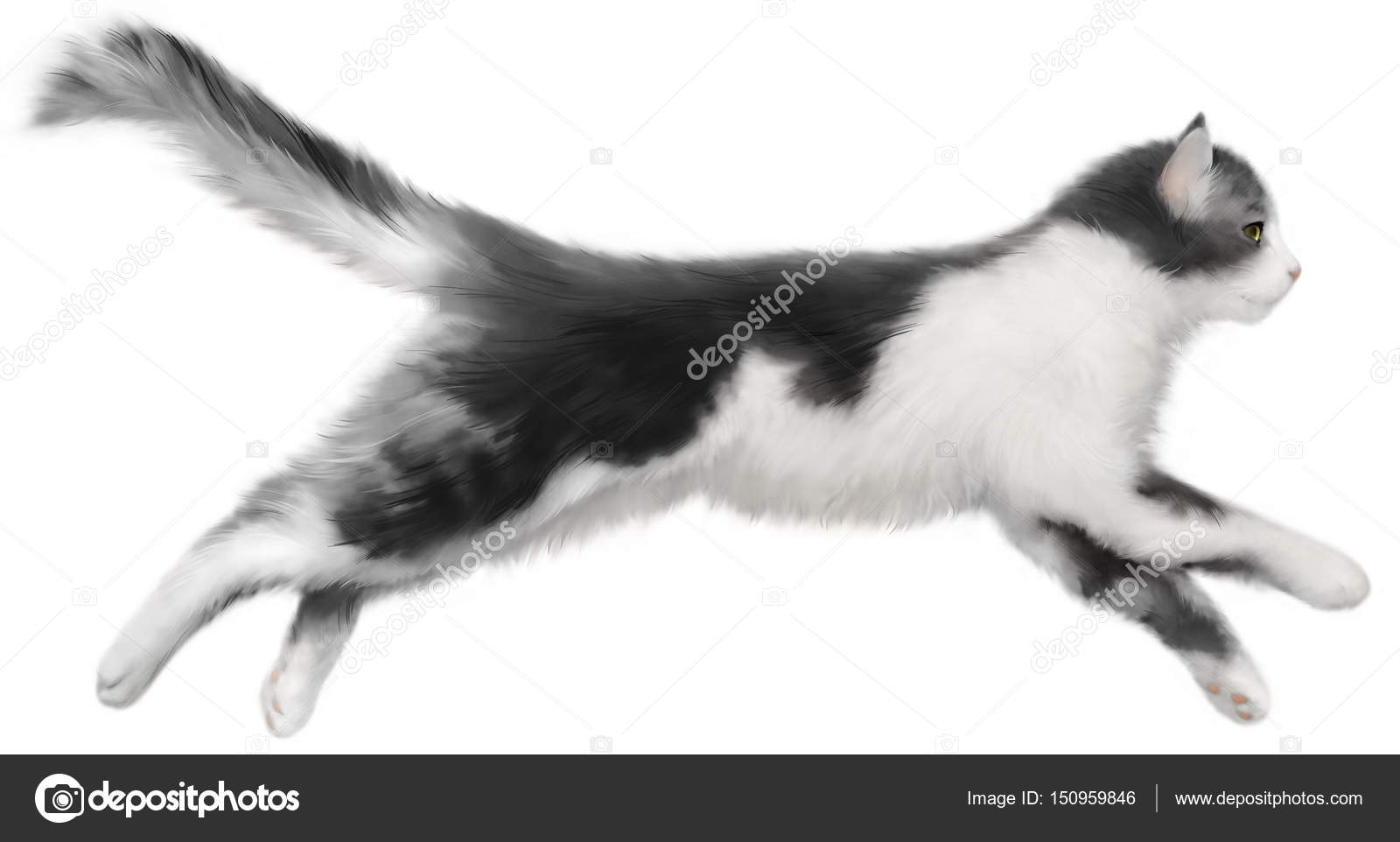 Blackandwhite cat jumping — Stock Photo © cubart 150959846