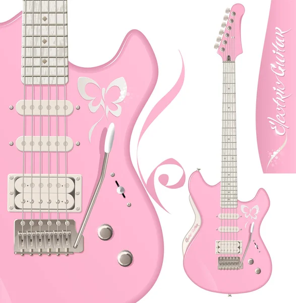 Details painted the pink guitar — Stock Vector