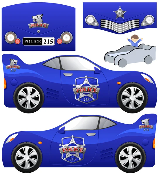 Baby bed police car — Stock Vector