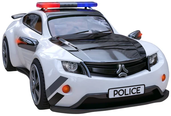 Coche Policía Diseño Original Sobre Fondo Aislado Colores Blanco Negro —  Fotos de Stock