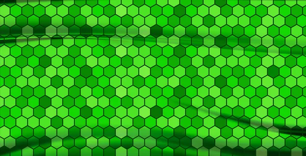 Grøn Baggrund Med Bølger Dækket Sekskantede Honeycombs - Stock-foto