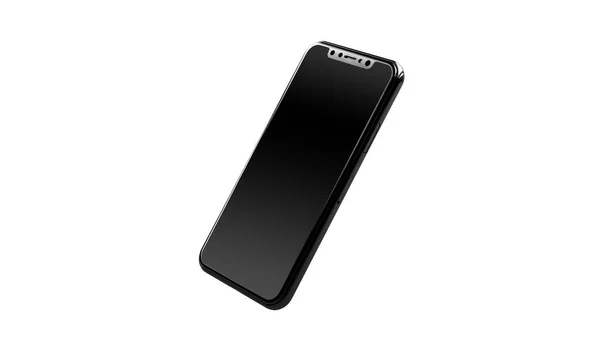 Siyah renk ve yansıma üzerine 3d Renklendirme, parlak mobil model, beyaz arkaplanda izole