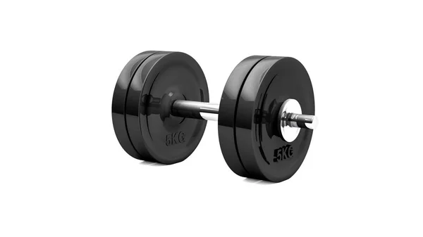 Rendering Realistic Single Metal Dumbbell Mock Equipment Fitness Isolated White — Stock Photo, Image