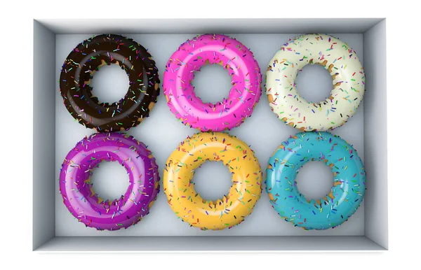 Donuts Set Realistic Style Six Favorite Flavor Isolated White Background — Stock Photo, Image