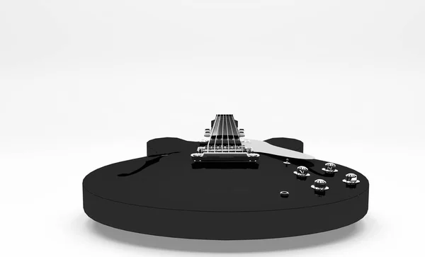 3d Renderleme, Gerçekçi Elektronik gitar modeli, beyaz zeminde siyah renk yeri.