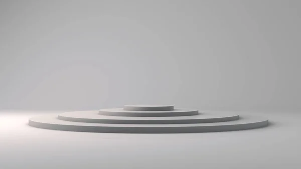 3D görüntüleme, beyaz oda ve sahne kıvrımlı şekil, iç ve mimari boş alan ile modern tasarım, üretim ekran konsepti.