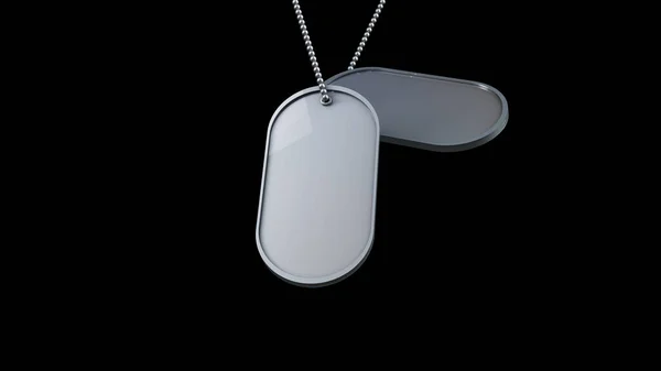 Rendering Realistic Close Military Dog Tags Shiny Reflection Blank Empty — Stock Photo, Image