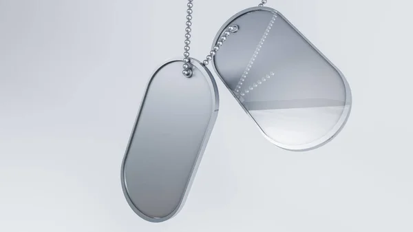 Rendering Realistic Close Military Dog Tags Shiny Reflection Blank Empty — Stock Photo, Image