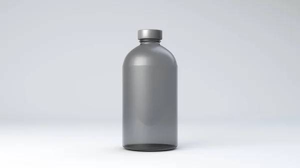 Realistic empty glass bottle with lid metal material, 3d rendering, template product blank space for copy, put in the white color background. 