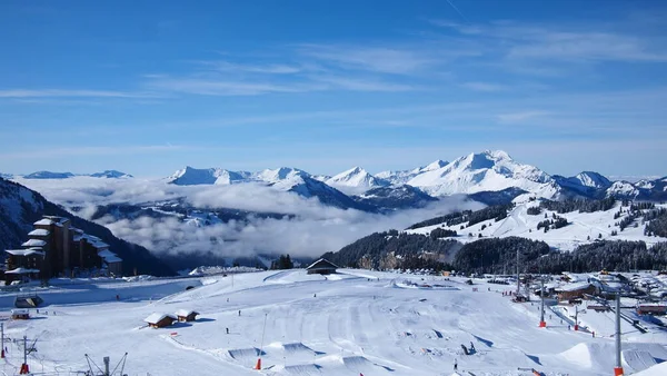 Les Alpes Françaises Hiver Piste Ski France — Photo