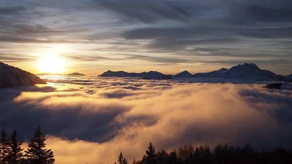 Solnedgång Över Molnen Franska Alperna Frankrike — Stockfoto