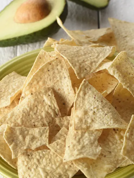 Plate full of tortilla chips — Stock Photo, Image