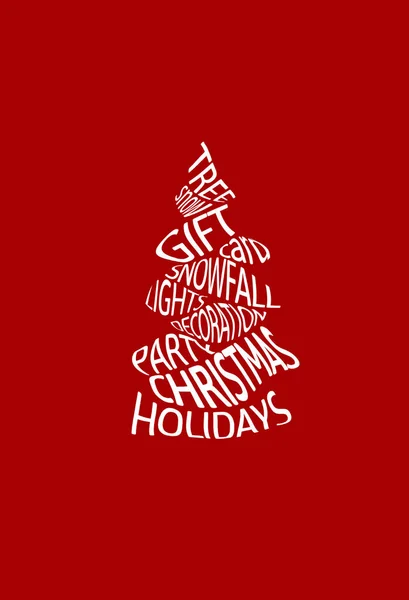 Abstract creative Christmas tree collected from words. — Stockfoto