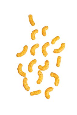 Puffed peanuts flips snacks isolated on white.