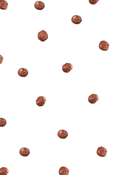 Närbild Choklad Ris Bollar Till Frukost Fallande Uppifrån Och Ner — Stockfoto