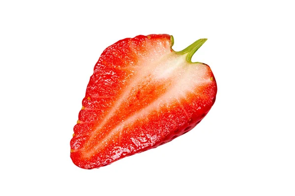 Saftige Frische Rote Erdbeere Ohne Blätter Schneiden Sie Mit Aus — Stockfoto