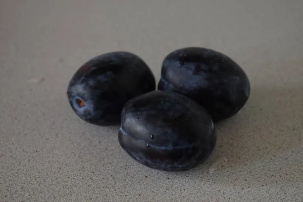 Plums Wooden Table — Stock Photo, Image