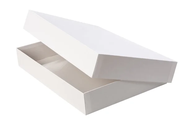 Caixa aberta isolada no fundo branco — Fotografia de Stock