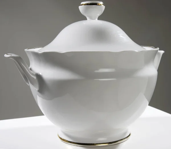 White porcelain tureen — Stock Photo, Image