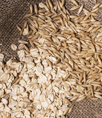 yulaf ve yulaf gevreği, karışık, canvas kumaş üzerine