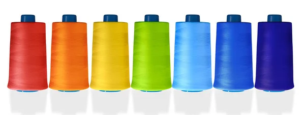 Multicolored Thread Reels White Background — Stock Photo, Image