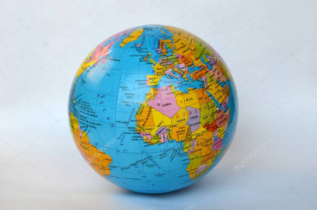the globe on white background