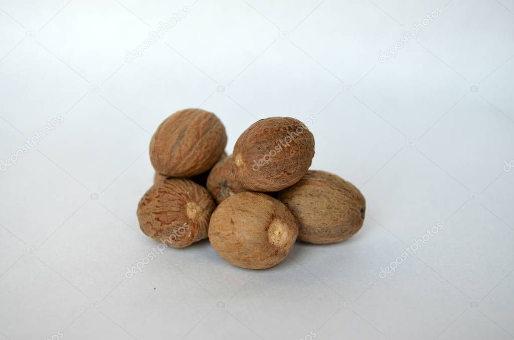 nutmeg on white background