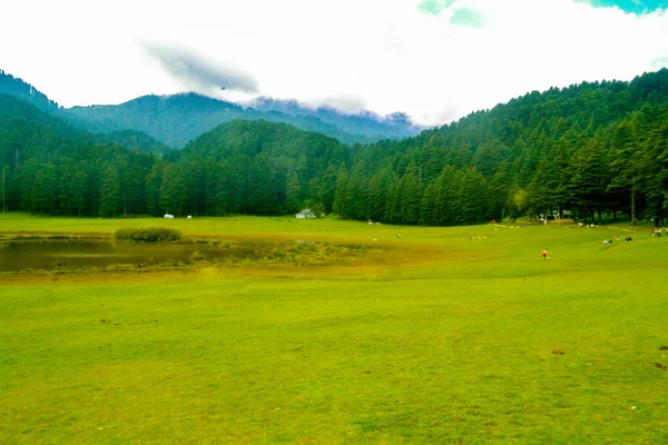 Hindistan 'ın Mini İsviçre' si, Hindistan 'ın kuzeyindeki Himachal Pradesh eyaletinde küçük bir tepe istasyonudur.. — Stok fotoğraf
