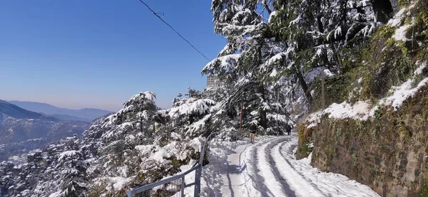 Prachtig uitzicht op Shimla City na een sneeuwval — Stockfoto