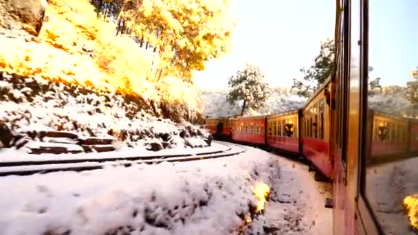Železnice Kalkašimla Stopy Dlouhá Úzkokolejné Železnici Severní Indii Která Prochází — Stock video