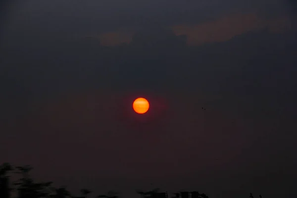 Piękny wschód i zachód słońca Widok w Indiach — Zdjęcie stockowe