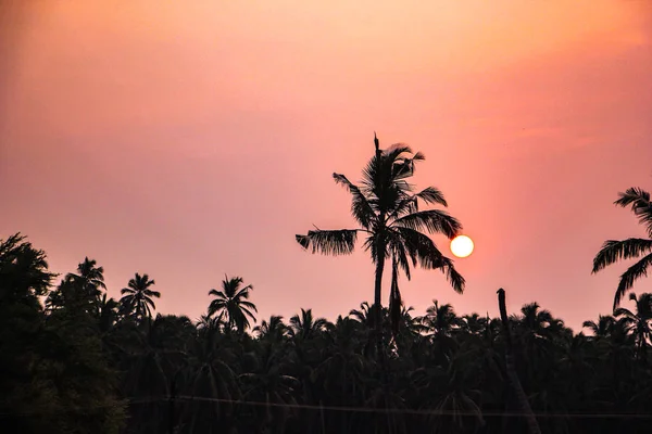 Piękny wschód i zachód słońca Widok w Indiach — Zdjęcie stockowe