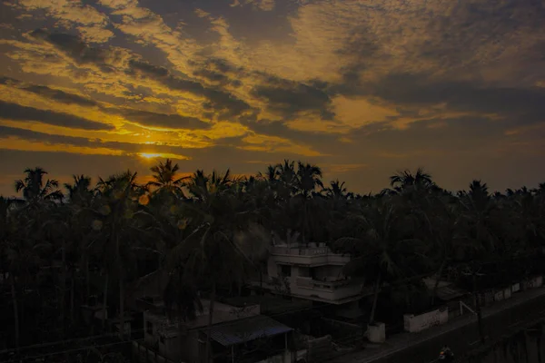 Schöne Aussicht auf Sonnenaufgang und Sonnenuntergang in Indien — Stockfoto