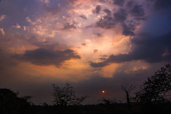 Όμορφη Ανατολή ηλίου και Sunset View στην Ινδία — Φωτογραφία Αρχείου