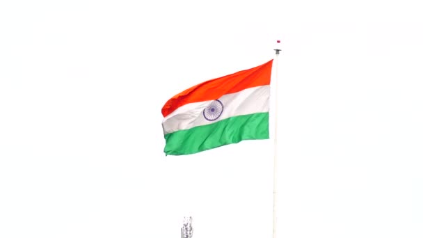 Drapeau National Inde Est Tricolore Rectangulaire Horizontal Safran Indien Blanc — Video