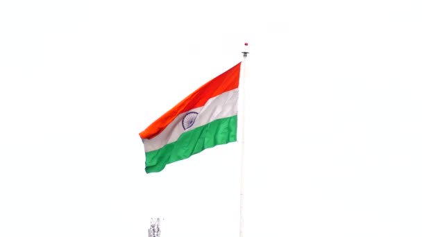 Bandera Nacional India Tricolor Rectangular Horizontal Del Azafrán India Blanco — Vídeo de stock