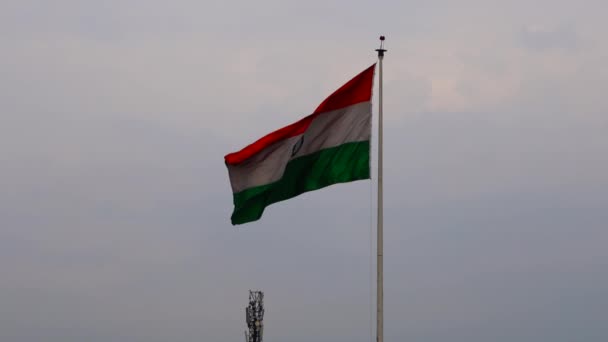 Bandera Nacional India Tricolor Rectangular Horizontal Del Azafrán India Blanco — Vídeos de Stock