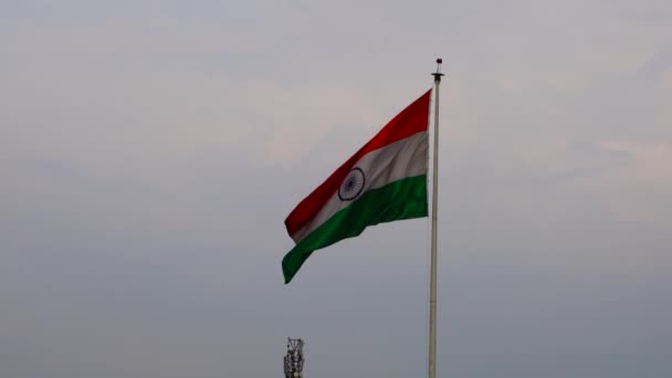 Die Indische Nationalflagge Ist Eine Horizontale Rechteckige Trikolore Aus Indischem — Stockvideo