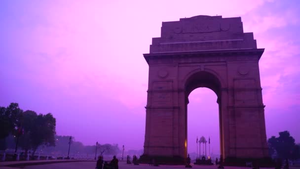 Mooie Kleur Sunrise View India Gate India Gate Een Oorlogsmonument — Stockvideo