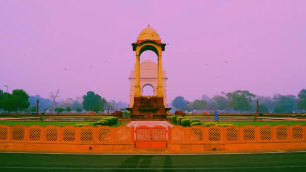 Bella Colore Sunrise View India Gate India Gate Memoriale Guerra — Video Stock