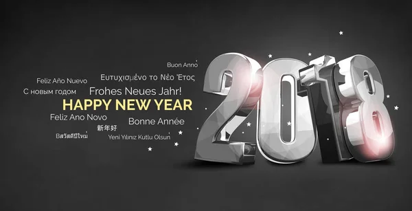 Multilingual 2018 Happy New Year Stock Photo