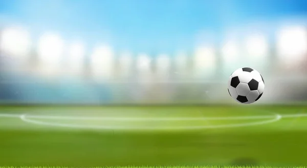 Bola de futebol bola de estádio desfocada 3D renderização — Fotografia de Stock