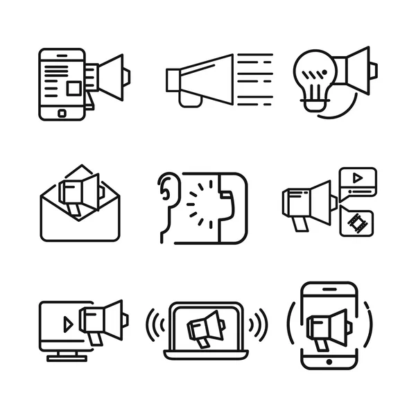 Мегафон и набор иконок — стоковый вектор