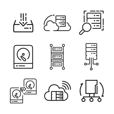 sunucu simgesi set vektör çizim tasarım