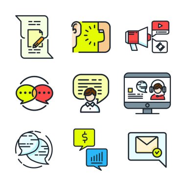 renk sohbet ve Sosyal Icon set