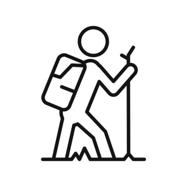 uzun yürüyüşe çıkan kimse iz illüstrasyon tasarımı