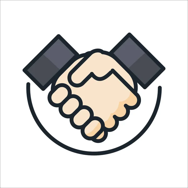 Kézfogás megállapodás ikonra szín — Stock Vector