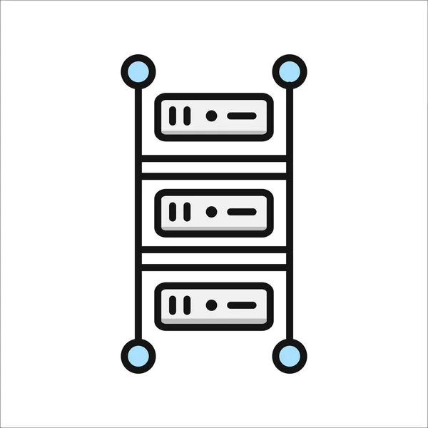 Warna ikon server rackmount - Stok Vektor